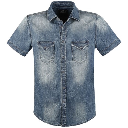 Brandit - Riley Short Sleeve Denim Shirt - Koszule z krótkim rękawem - niebieski  Brandit S okazja EMP 