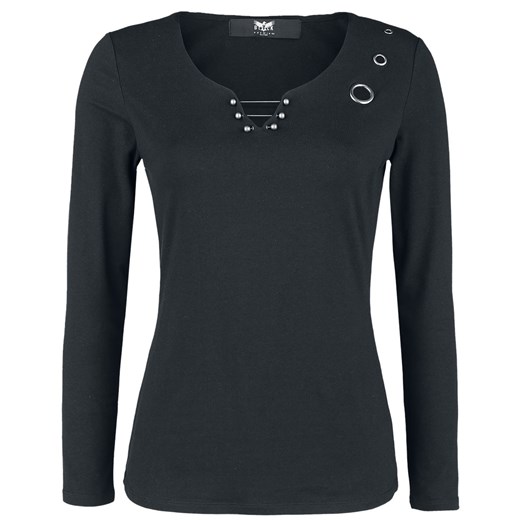 Black Premium By Emp bluzka damska czarna z długim rękawem bez wzorów bawełniana 