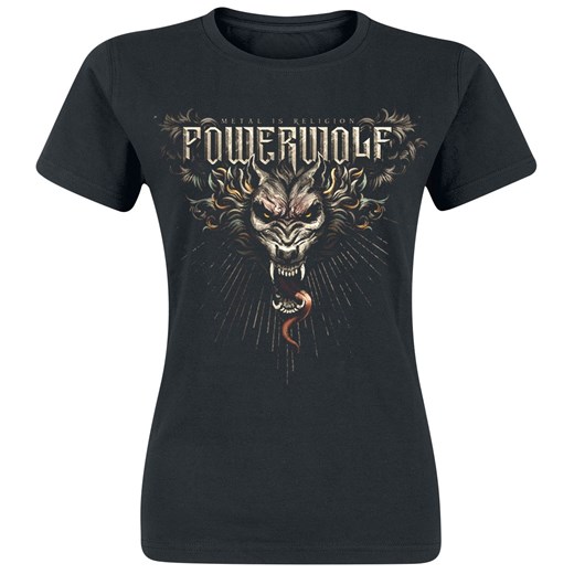 Bluzka damska Powerwolf z krótkim rękawem z okrągłym dekoltem na wiosnę 