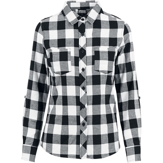 Urban Classics - Ladies Trurnup Checked Flanell Shirt - Koszule z długim rękawem - czarny/biały  Urban Classics M EMP