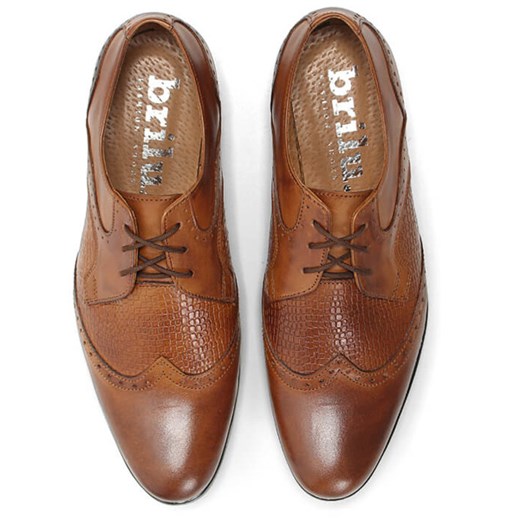 Skórzane buty wizytowe z efektowną teksturą i dziurkowaniem Austin brązowe