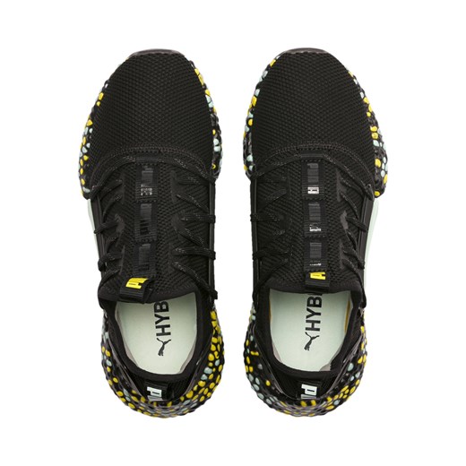Puma buty sportowe damskie do biegania czarne na płaskiej podeszwie wiązane w abstrakcyjnym wzorze 