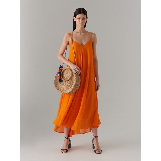 Mohito - Maxi sukienka z dekoltem na plecach - Pomarańczo Mohito  38 