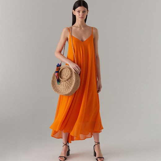 Mohito - Maxi sukienka z dekoltem na plecach - Pomarańczo  Mohito 42 
