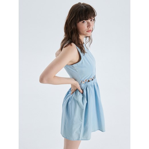 Cropp - Sukienka z ozdobnymi wycięciami - Niebieski Cropp  XS 