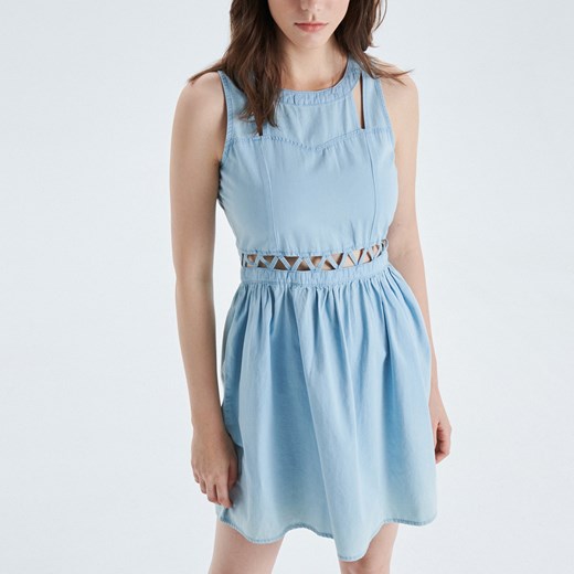 Cropp - Sukienka z ozdobnymi wycięciami - Niebieski Cropp  M 