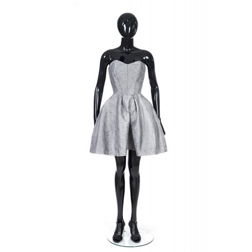 Sukienka Yoshe srebrna gorsetowa mini elegancka bez rękawów 