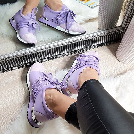 Buty sportowe damskie sneakersy młodzieżowe na lato na platformie sznurowane 