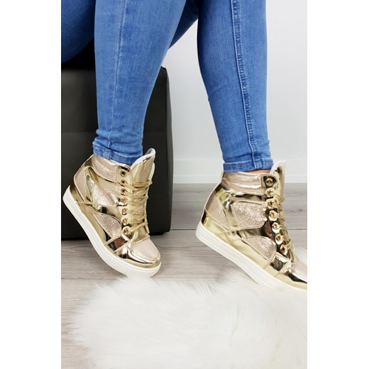 Sneakersy damskie złote Made2wear bez wzorów 