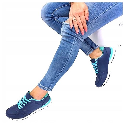 Buty sportowe damskie Acris na fitness na płaskiej podeszwie skórzane wiązane 