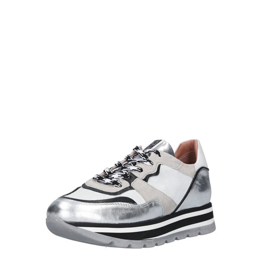 Mjus buty sportowe damskie sneakersy młodzieżowe skórzane sznurowane srebrne płaskie bez wzorów 
