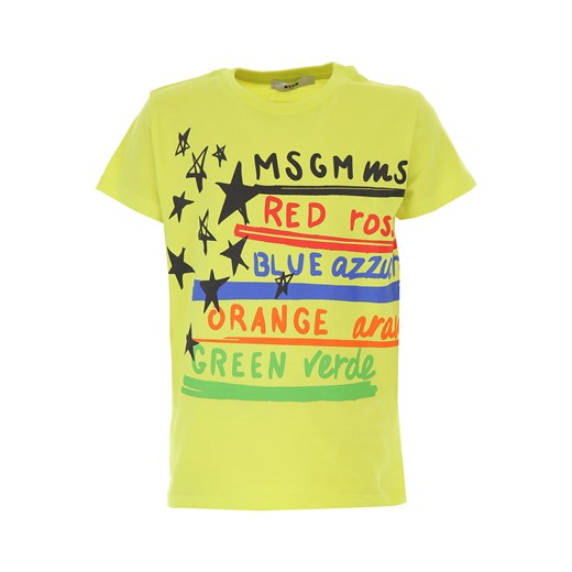 MSGM Koszulka Dziecięca dla Chłopców Na Wyprzedaży, żółty, Bawełna, 2019, 10Y 4Y 8Y