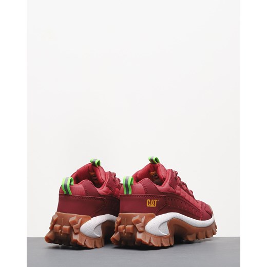 Sneakersy damskie Caterpillar młodzieżowe sznurowane z nubuku na platformie bez wzorów czerwone 