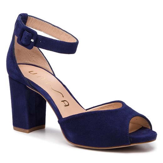 Unisa sandały damskie niebieskie z tworzywa sztucznego bez wzorów eleganckie z klamrą 