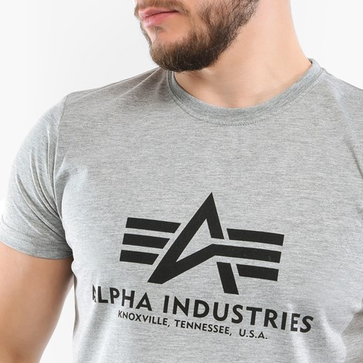 T-shirt męski Alpha Industries szary z krótkim rękawem 