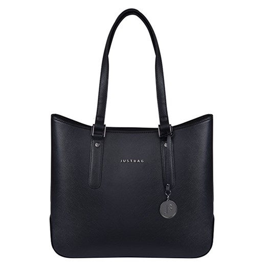 Shopper bag czarna Justbag elegancka bez dodatków na ramię 