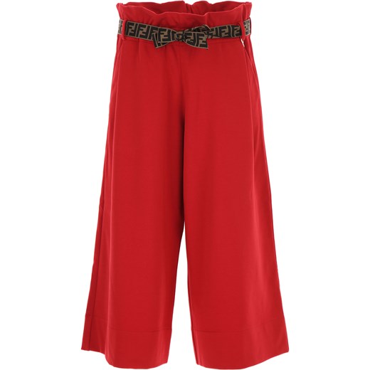 Spodnie dziewczęce czerwone Fendi z wiskozy 