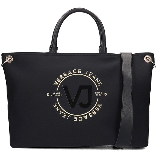Versace Jeans shopper bag mieszcząca a7 z aplikacjami 