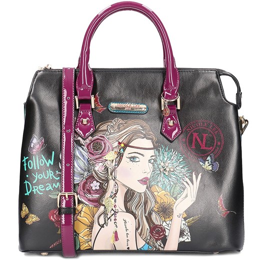 Shopper bag Nicole Lee w stylu młodzieżowym ze skóry ekologicznej do ręki bez dodatków 
