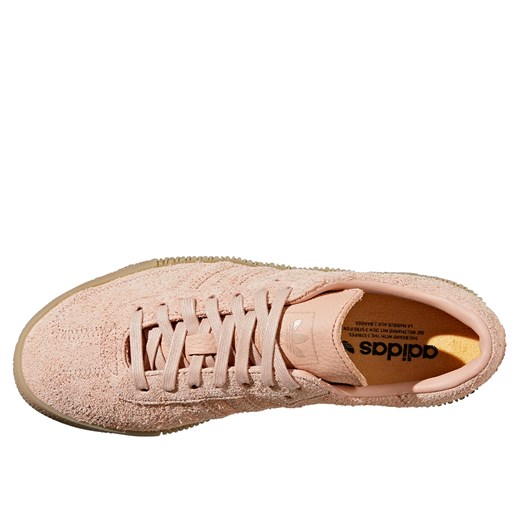 Buty sportowe damskie Adidas z zamszu różowe płaskie gładkie wiązane