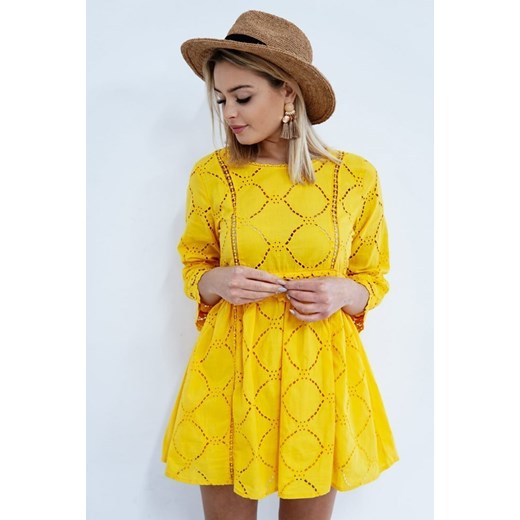Sukienka żółta rozkloszowana mini 