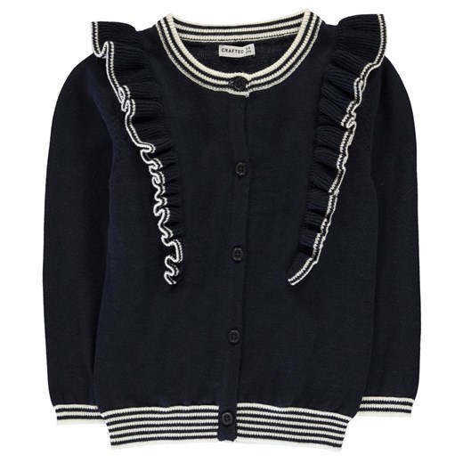 Sweter Crafted Essentials Navy Ruffle Cardi Girls Junior
