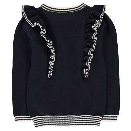 Sweter Crafted Essentials Navy Ruffle Cardi Girls Junior