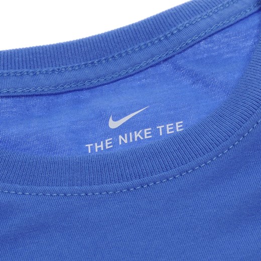T-shirt chłopięce Nike niebieski z krótkim rękawem z napisami 