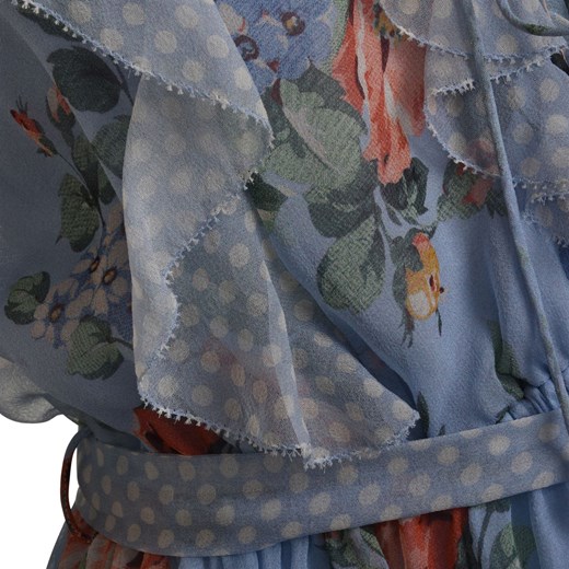 Sukienka Zimmermann z długim rękawem z dekoltem w serek rozkloszowana 