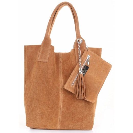 Torebka skórzana  Shopper bag zamsz naturalny Ruda (kolory)