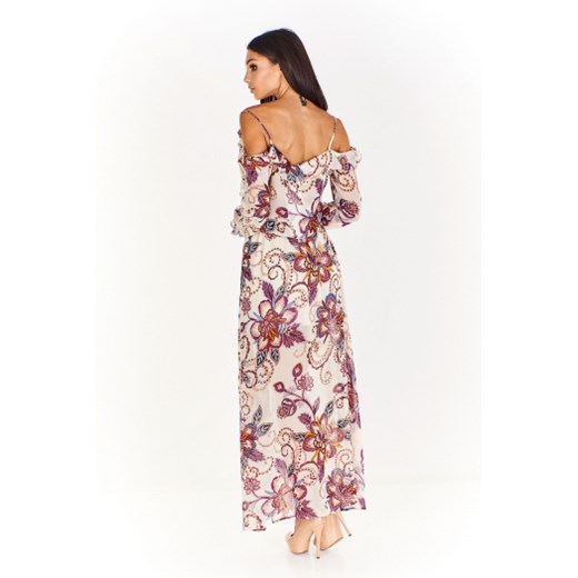 Sukienka Mally z odkrytymi ramionami na spacer maxi w kwiaty 