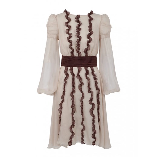 Sukienka Aneta Kręglicka X L'af midi z długim rękawem z aplikacjami  biała wiosenna 