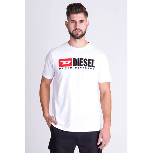 T-shirt męski Diesel biały z krótkimi rękawami 