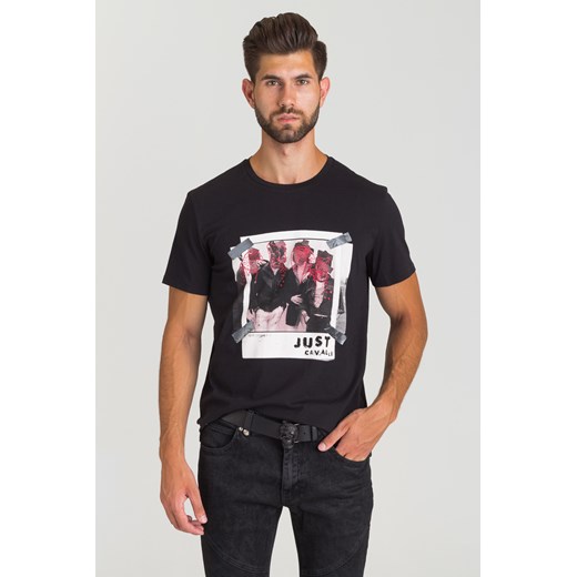 T-shirt męski Just Cavalli z bawełny czarny 