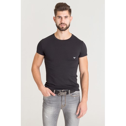 T-shirt męski czarny Emporio Armani z krótkim rękawem casualowy 