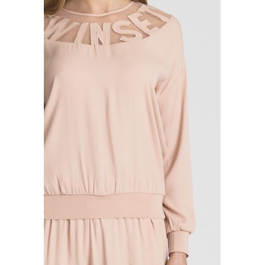 Bluza damska Twin Set różowa z tkaniny jesienna 