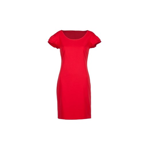 Sukienka Vissavi czerwona z krótkimi rękawami midi z okrągłym dekoltem elegancka 