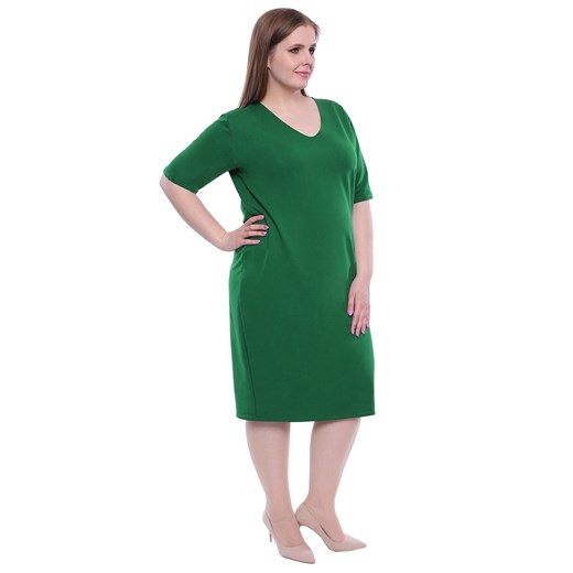 Sukienka luźna zielona dla puszystych elegancka midi 
