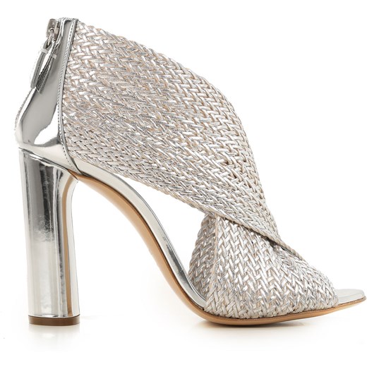 Sandały damskie Casadei srebrne eleganckie bez wzorów 