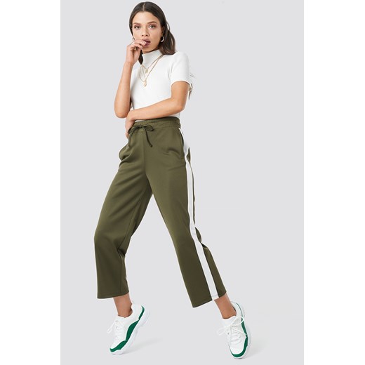 Astrid Olsen x NA-KD Side Stripe Pants - Green