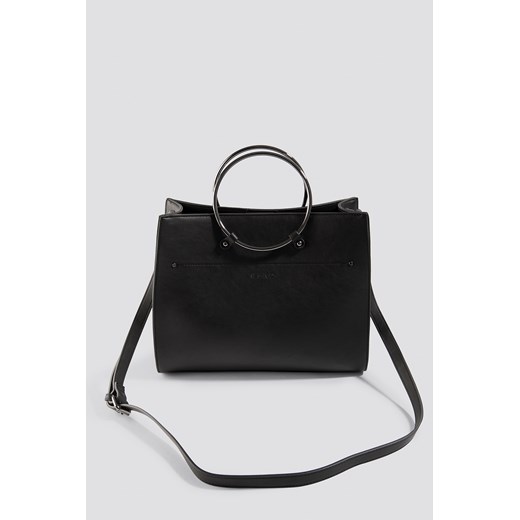 Shopper bag NA-KD Accessories czarna bez dodatków na ramię 