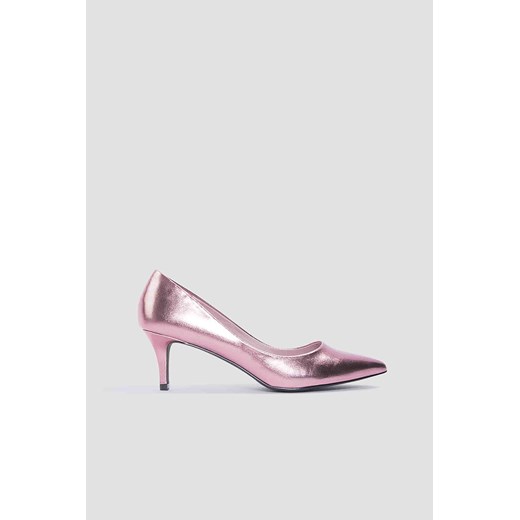 NA-KD Shoes Metaliczne czółenka na średnim obcasie - Pink
