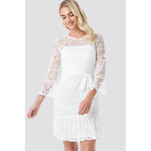 Sukienka Sister'S Point elegancka biała koronkowa mini z długim rękawem 
