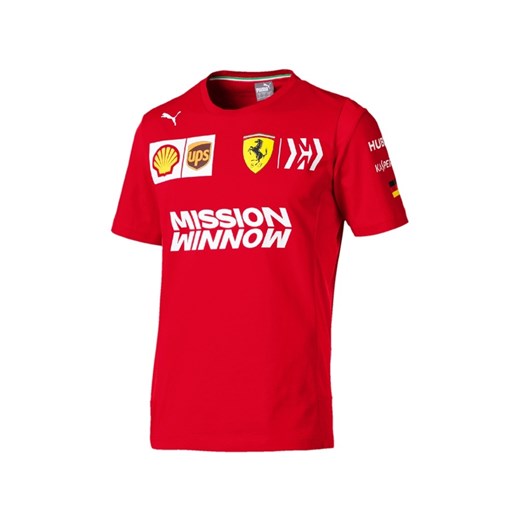 T-shirt męski Scuderia Ferrari F1 czerwony z krótkim rękawem sportowy 