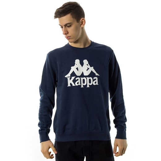 Bluza męska Kappa bawełniana w nadruki niebieska młodzieżowa 