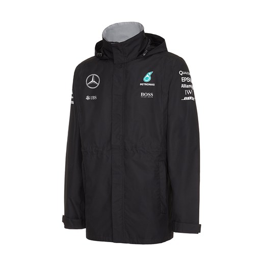 Kurtka męska Mercedes Amg Petronas F1 Team na wiosnę z napisami czarna sportowa 