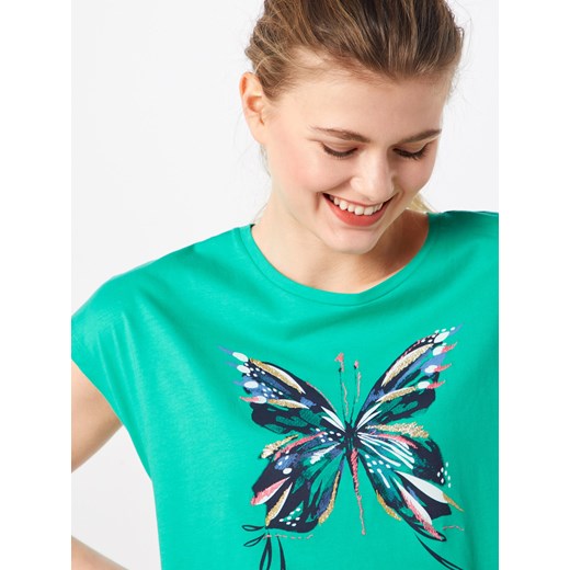 Bluzka damska Esprit w stylu młodzieżowym z okrągłym dekoltem zielona jesienna 