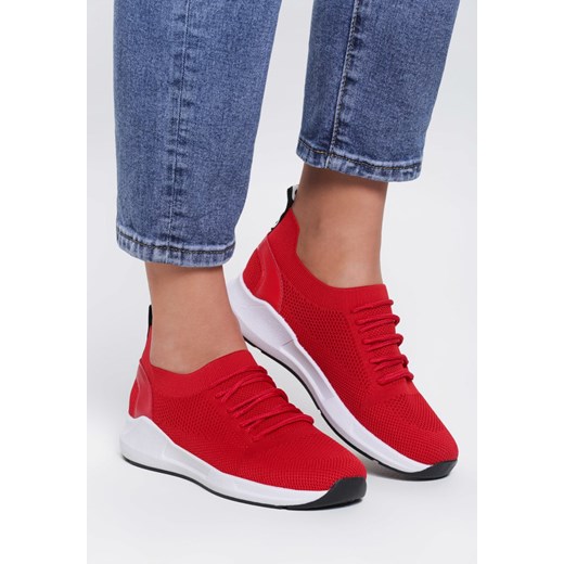 Buty sportowe damskie Renee czerwone płaskie sznurowane 