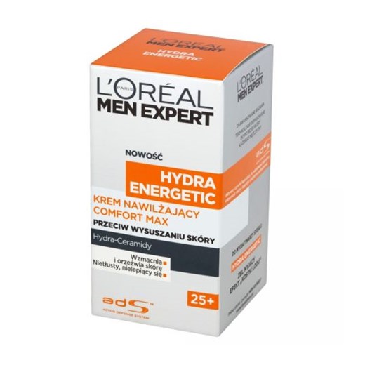 L'Oreal Men Expert Hydra Energetic krem do cery suchej intensywnie nawilżający 25+ 50 ml L'Oreal Paris   wyprzedaż Horex.pl 