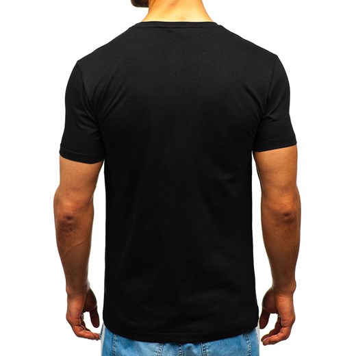 T-shirt męski z nadrukiem czarny Bolf 1237 Denley  XL okazyjna cena  
